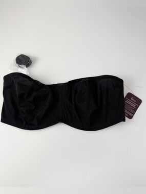 Paramour Bra Delightful Seamless Unlined Bandeau 38DD Black Lace Underwire NWT